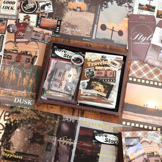 Time Travel Scrapbook Kit – A6 Grid Notebook & Vintage Stationery