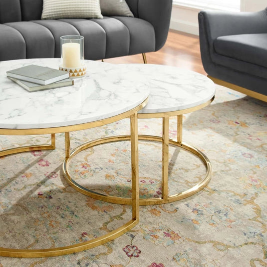 Modern Round Nesting Coffee Tables Set for Living Room