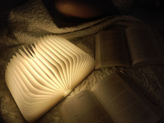 Folding Book Wooden Lamp 12"