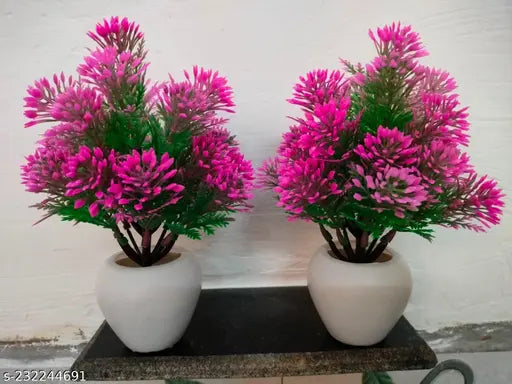 Artificial Flowers &amp; Plants Set – Decorative Bonsai for Home, Office, &amp; Garden (Set of 2)