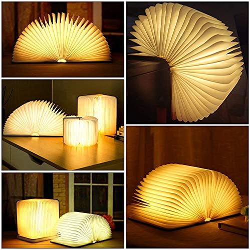 Folding Book Wooden  Lamp 12"