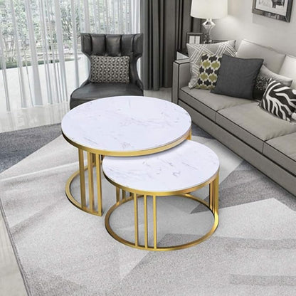Modern Round Nesting Coffee Tables Set for Living Room
