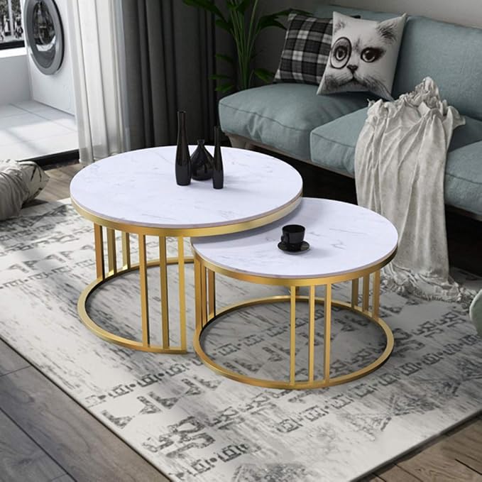 Modern Round Nesting Coffee Tables Set for Living Room
