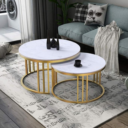 Modern Round Nesting Coffee Tables Set for Living Room