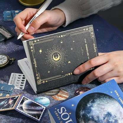 346 Pcs Black Space Cosmos Set with A6 Grid Notebook