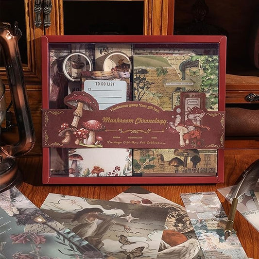 346 Pcs Mushroom Scrapbook Kit – A6 Grid Notebook