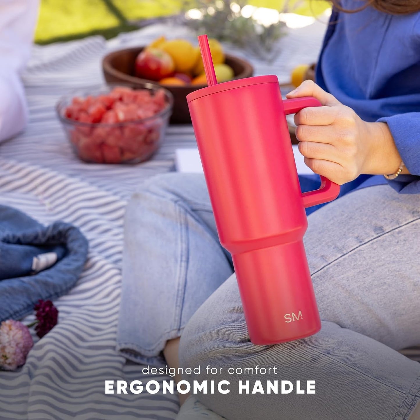 1200 ML Stainless Steel Tumbler with Handle & Straw