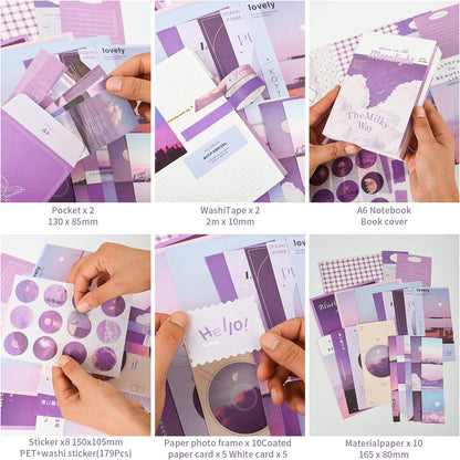 346pcs Vintage Scrapbook Stickers Pack – Moonlight Aesthetic