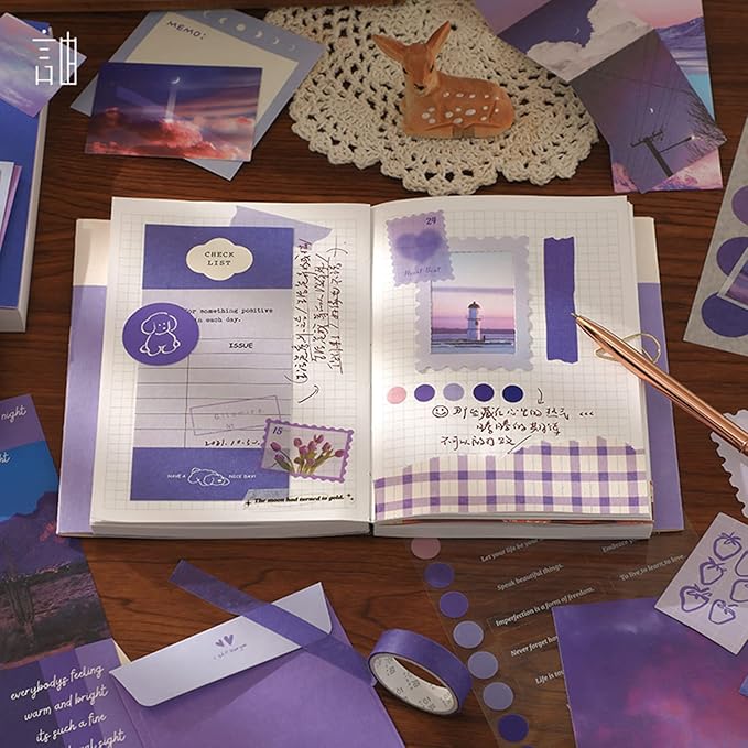 346pcs Vintage Scrapbook Stickers Pack – Moonlight Aesthetic