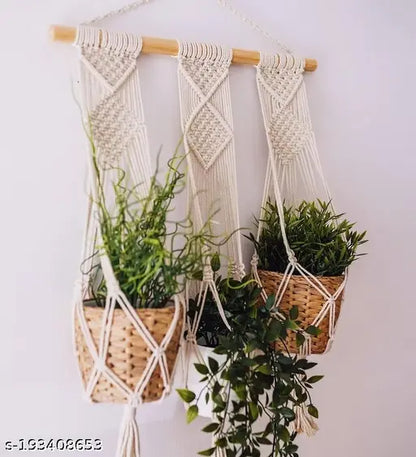 Macrame Cotton Wall Plant Hanger ( Without Pot)
