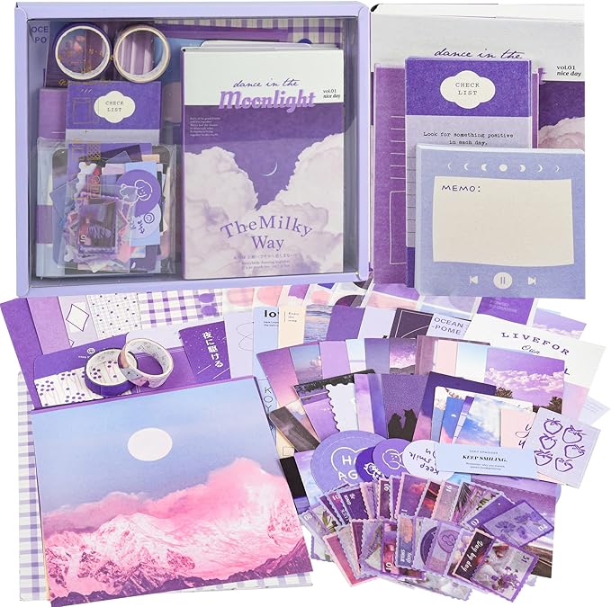 346pcs Vintage Scrapbook Stickers Pack – Moonlight Aesthetic