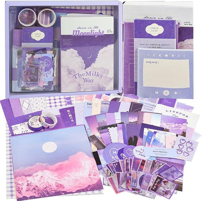 346pcs Vintage Scrapbook Stickers Pack – Moonlight Aesthetic