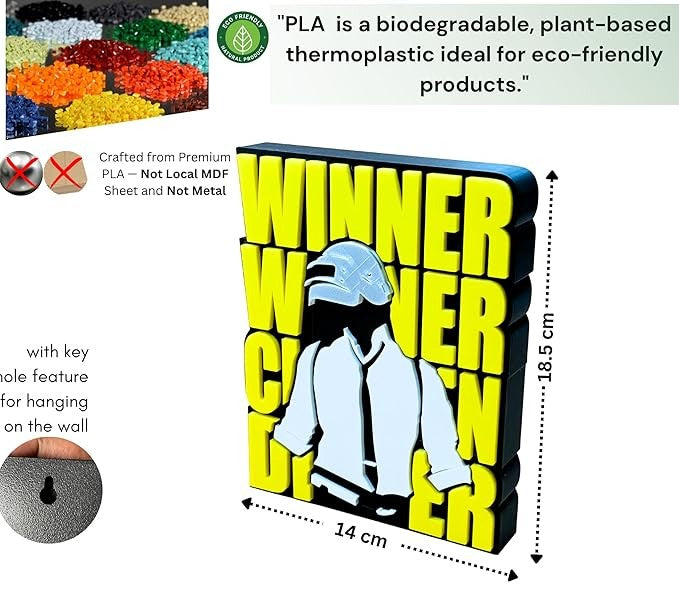 3D PUBG Game Winner Winner Chicken Dinner Logo Table Top