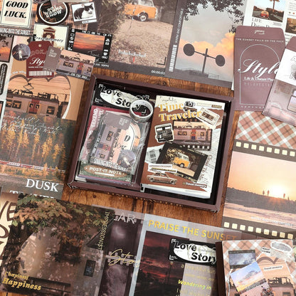 Time Travel Scrapbook Kit – A6 Grid Notebook & Vintage Stationery