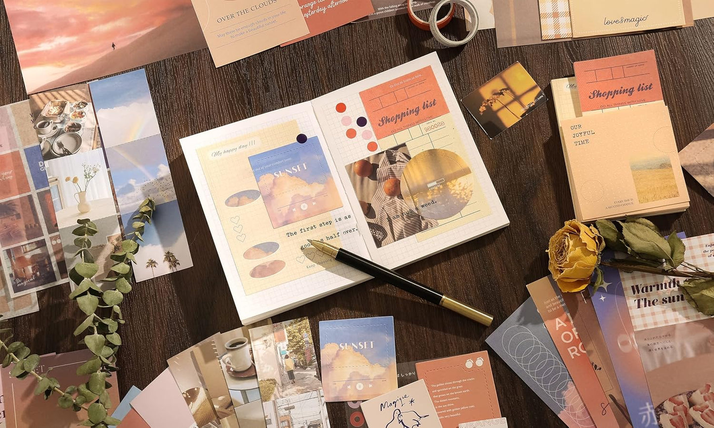 346 Pcs Paper Junk Journal & Scrapbook Kit – Until Sunset (Orange)