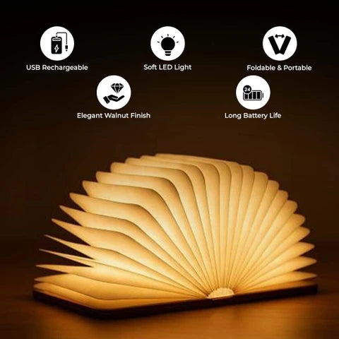 Folding Book Wooden  Lamp 12"