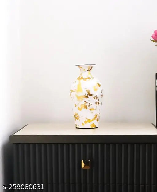 White Metal Flower Vase for Home, Office & Hotel Décor
