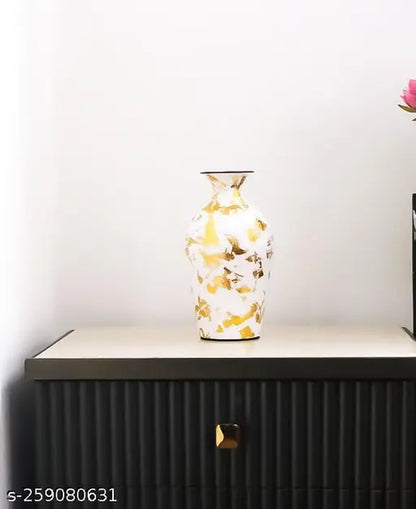 White Metal Flower Vase for Home, Office & Hotel Décor