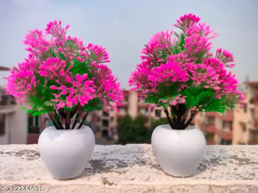 Artificial Flowers &amp; Plants Set – Decorative Bonsai for Home, Office, &amp; Garden (Set of 2)