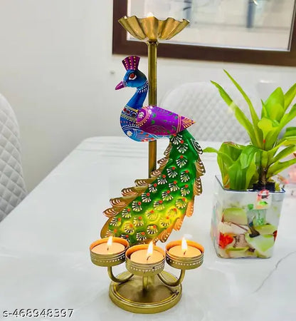 Metal Decorative Peacock Pair Figurines – Elegant Home Décor Accent