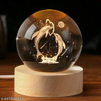 3D Laser Engraved Dolphin Crystal Ball with LED Night Lamp