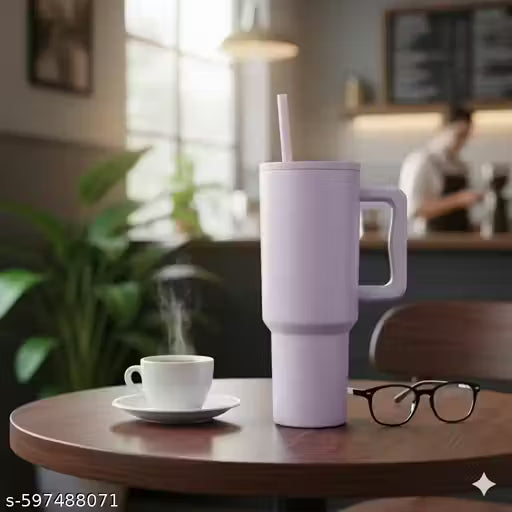 Premium 1200ml Stainless Steel Insulated Tumbler with Straw & Spill-Proof Lid  | Trendy Travel Mug