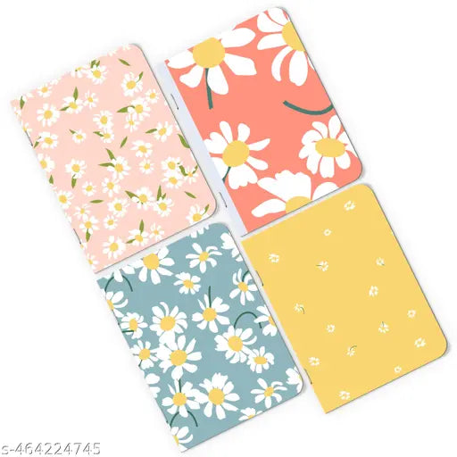 A5 Handy Unruled Notebooks – Set of 4 (Daisy Design)