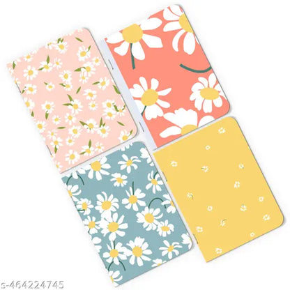 A5 Handy Unruled Notebooks – Set of 4 (Daisy Design)
