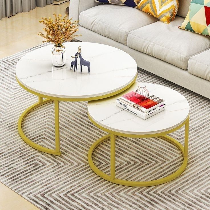 Modern Round Nesting Coffee Tables Set for Living Room