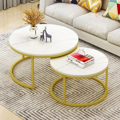 Modern Round Nesting Coffee Tables Set for Living Room