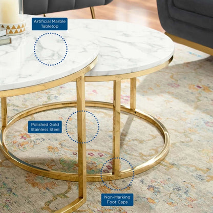 Modern Round Nesting Coffee Tables Set for Living Room