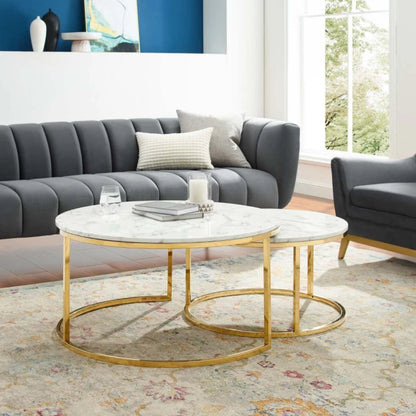 Modern Round Nesting Coffee Tables Set for Living Room