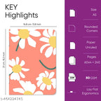 A5 Handy Unruled Notebooks – Set of 4 (Daisy Design)