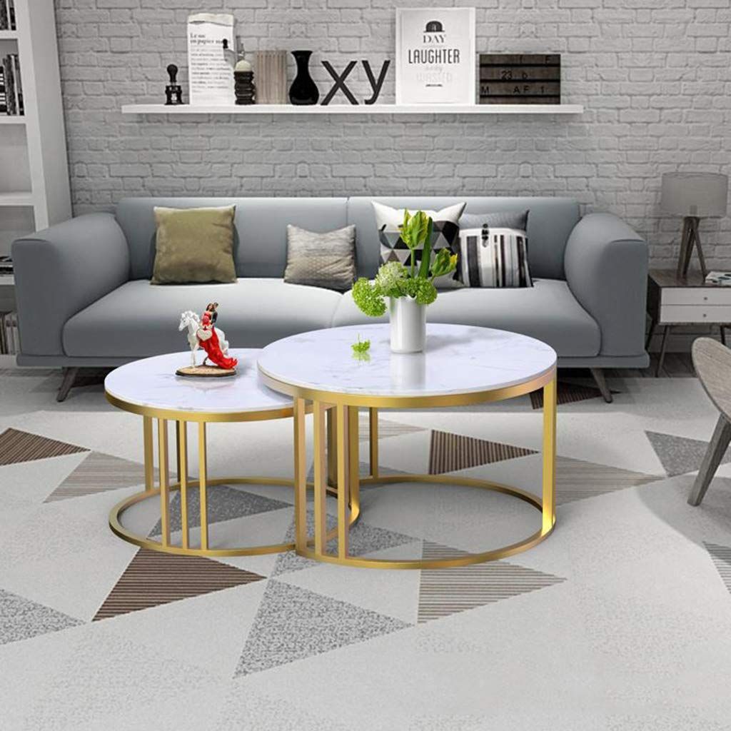 Modern Round Nesting Coffee Tables Set for Living Room