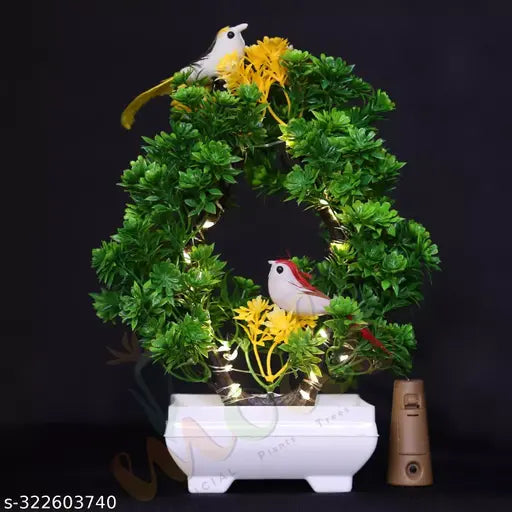 Artificial Bonsai Tree with Light & Sparrow