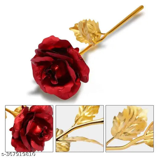 Artificial 24K Gold Plated Rose with Love Stand