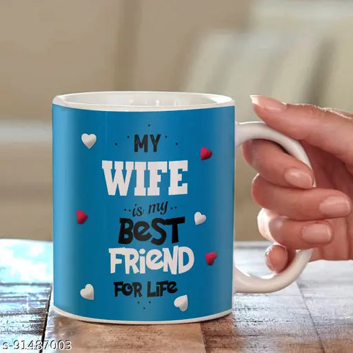 Birthday Gift Combo for Wife – Cushion Cover, Coffee Mug, Greeting Card, and Keyring