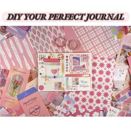 346 Pcs Vintage Aesthetic Scrapbook Kit – Pink Scrapbook