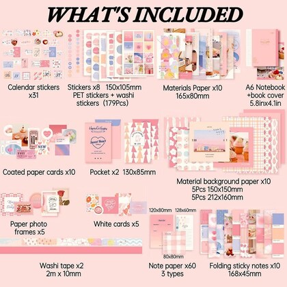 346 Pcs Vintage Aesthetic Scrapbook Kit – Pink Scrapbook