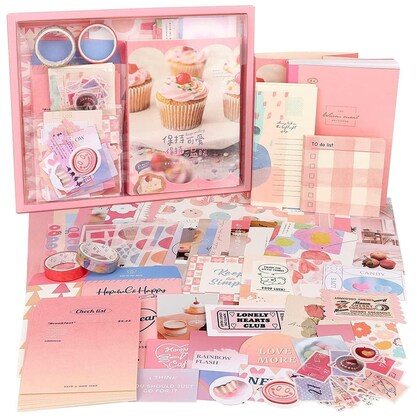 346 Pcs Vintage Aesthetic Scrapbook Kit – Pink Scrapbook