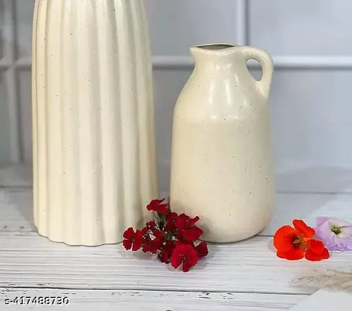 Ceramic Off-White Vases - Set of 3