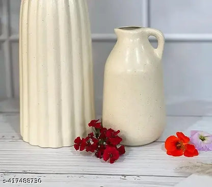 Ceramic Off-White Vases - Set of 3