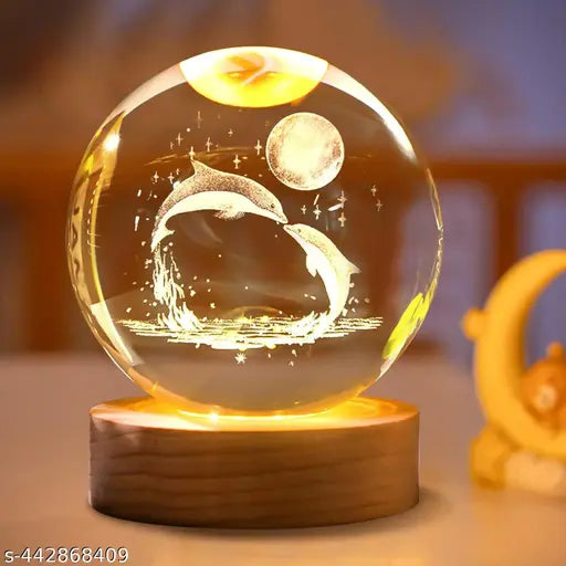 3D Crystal Ball Night Lamp Dolphin