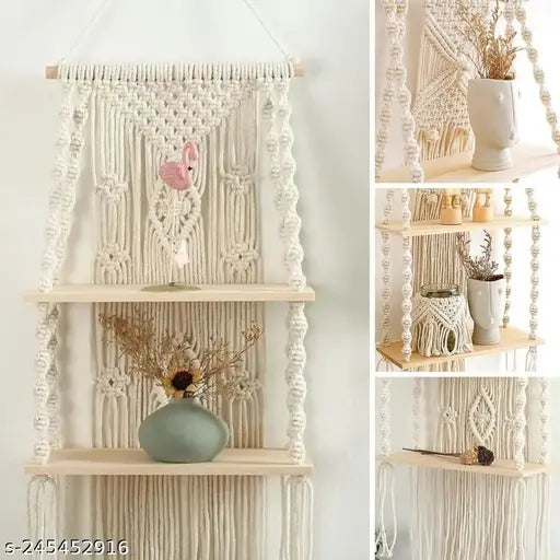 Whats Trendy Macrame Wall Shelves - Boho Decor & Storage