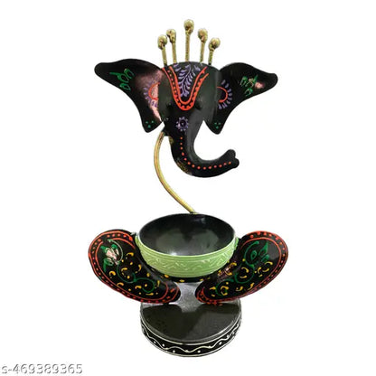 Ganesha Tea Light Candle Holder – Iron Handcrafted Diya Holder for Diwali, Pooja Room, and Table Decor