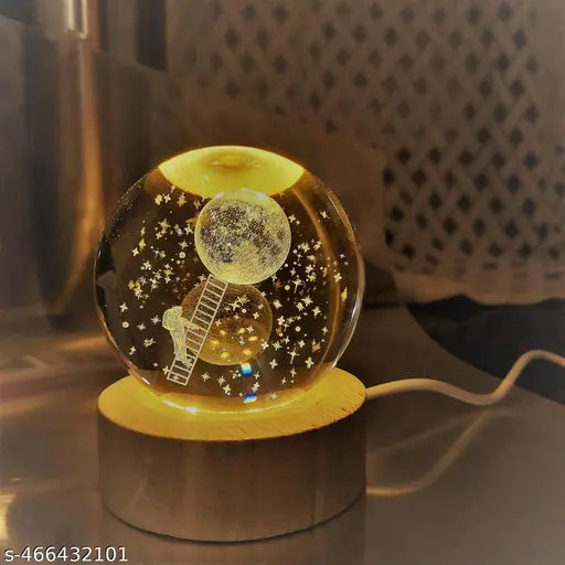 3D Crystal Glass Astronomy Night Lamp – Solar System Fantasy LED Light with Touch Base