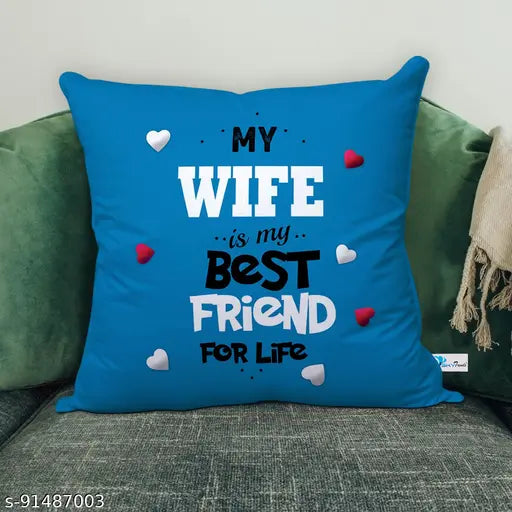 Birthday Gift Combo for Wife – Cushion Cover, Coffee Mug, Greeting Card, and Keyring