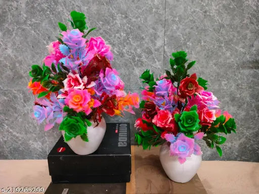 Combo Pack Artificial Flowers and Plants with Pots for Home, Office, and Kitchen Decor – Gift Ready