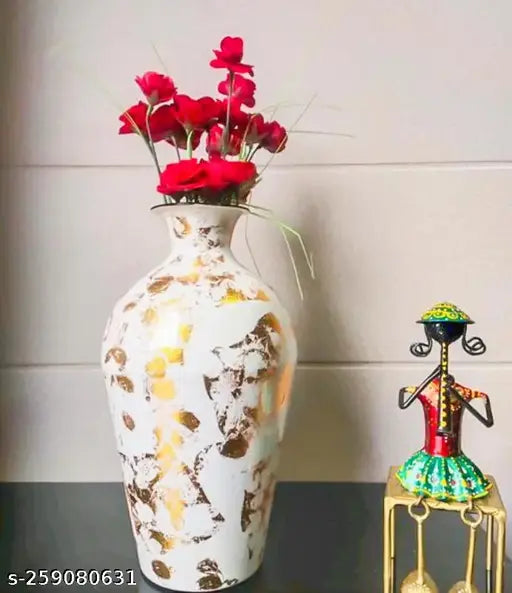 White Metal Flower Vase for Home, Office & Hotel Décor