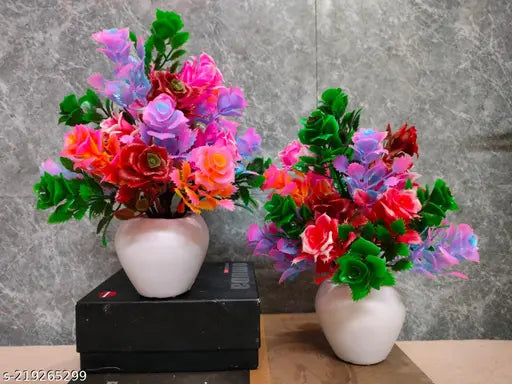 Combo Pack Artificial Flowers and Plants with Pots for Home, Office, and Kitchen Decor – Gift Ready